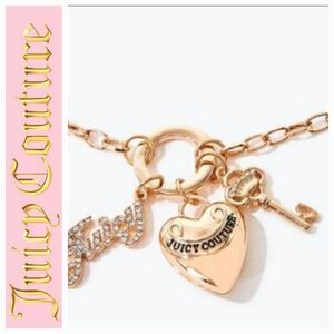 Juicy Couture Logo Heart & Key Charm Necklace